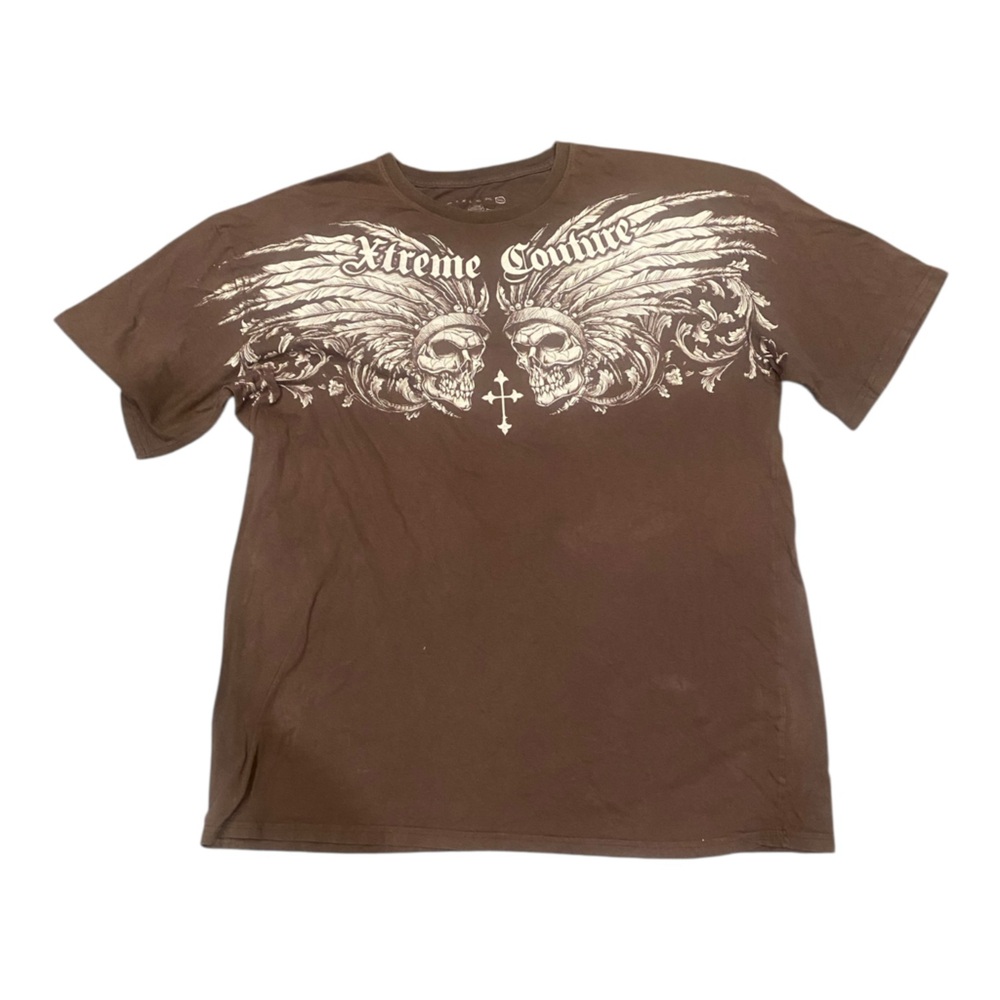 Xtreme Couture Skull Cross Grunge Cyber Y2K Style T-Shirt size 3X. Bro shirt